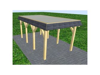 Carport Gettorf KT Classic Walmblende, Flachdach mit Stahl-Trapezplatten Antikondens Carport Gettorf KT Classic Walmblende, Flachdach mit Stahl-Trapezplatten Antikondens