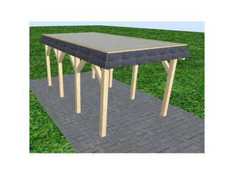 Carport Gettorf KT Master Walmblende, Flachdach mit Stahl-Trapezplatten Antikondens