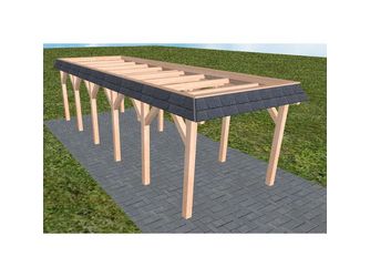 Carport Gettorf LO Natur Walmblende, Flachdach ohne Bedachung Carport Gettorf LO Natur Walmblende, Flachdach ohne Bedachung