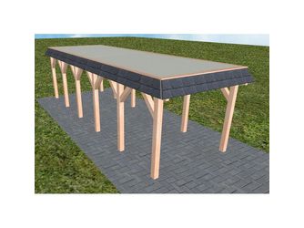 Carport Gettorf LT Natur Walmblende, Flachdach mit Stahl-Trapezplatten Antikondens Carport Gettorf LT Natur Walmblende, Flachdach mit Stahl-Trapezplatten Antikondens