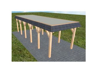 Carport Gettorf LT Perfect Walmblende, Flachdach mit Stahl-Trapezplatten Antikondens