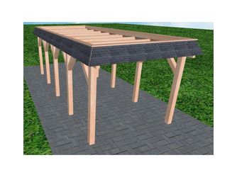 Carport Gettorf MO Natur Walmblende, Flachdach ohne Bedachung