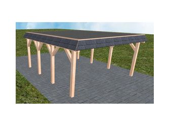 Carport Glücksburg KF Natur Walmblende, Flachdach mit EPDM Folie Carport Glücksburg KF Natur Walmblende, Flachdach mit EPDM Folie