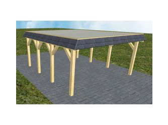 Carport Glücksburg KT Classic Walmblende, Flachdach mit Stahl-Trapezplatten Antikondens Carport Glücksburg KT Classic Walmblende, Flachdach mit Stahl-Trapezplatten Antikondens