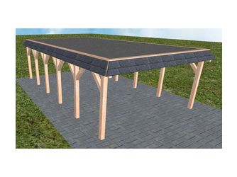 Carport Glücksburg LF Natur Walmblende, Flachdach mit EPDM Folie