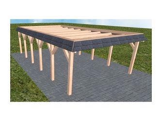 Carport Glücksburg LO Natur Walmblende, Flachdach ohne Bedachung Carport Glücksburg LO Natur Walmblende, Flachdach ohne Bedachung