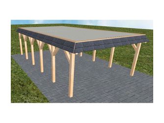 Carport Glücksburg LT Perfect Walmblende, Flachdach mit Stahl-Trapezplatten Antikondens