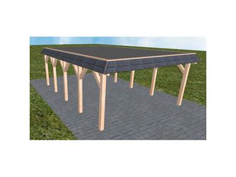 Carport Glücksburg MF Natur Walmblende, Flachdach mit EPDM Folie