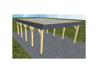 Carport Glücksburg MT Classic Walmblende, Flachdach mit Stahl-Trapezplatten Antikondens Carport Glücksburg MT Classic Walmblende, Flachdach mit Stahl-Trapezplatten Antikondens