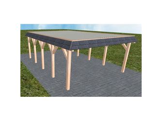 Carport Glücksburg MT Natur Walmblende, Flachdach mit Stahl-Trapezplatten Antikondens Carport Glücksburg MT Natur Walmblende, Flachdach mit Stahl-Trapezplatten Antikondens
