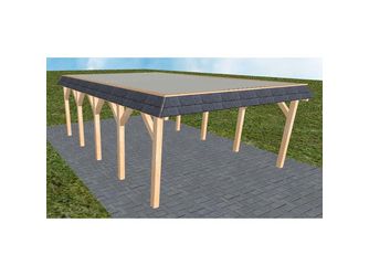 Carport Glücksburg MT Perfect Walmblende, Flachdach mit Stahl-Trapezplatten Antikondens