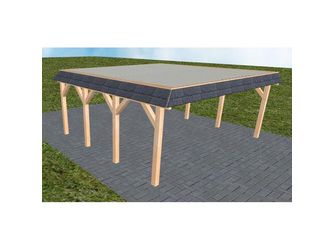 Carport Grömitz KT Perfect Walmblende, Flachdach mit Stahl-Trapezplatten Antikondens