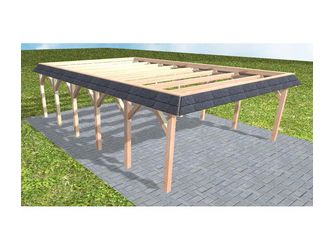 Carport Grömitz LO Natur Walmblende, Flachdach ohne Bedachung Carport Grömitz LO Natur Walmblende, Flachdach ohne Bedachung
