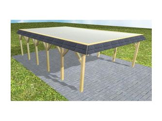Carport Grömitz LT Classic Walmblende, Flachdach mit Stahl-Trapezplatten Antikondens
