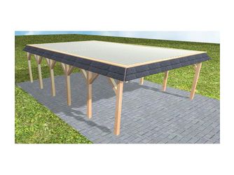 Carport Grömitz LT Perfect Walmblende, Flachdach mit Stahl-Trapezplatten Antikondens