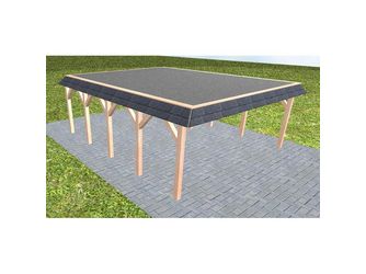 Carport Grömitz MF Natur Walmblende, Flachdach mit EPDM Folie