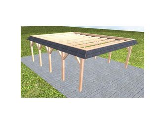 Carport Grömitz MO Natur Walmblende, Flachdach ohne Bedachung Carport Grömitz MO Natur Walmblende, Flachdach ohne Bedachung