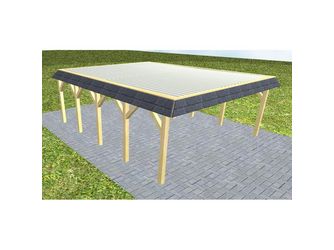 Carport Grömitz MT Classic Walmblende, Flachdach mit Stahl-Trapezplatten Antikondens Carport Grömitz MT Classic Walmblende, Flachdach mit Stahl-Trapezplatten Antikondens