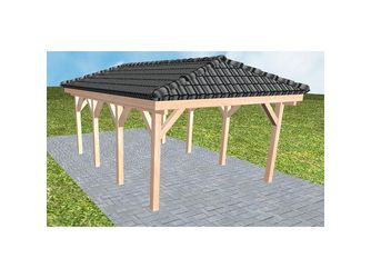 Carport Kampen KD Natur inkl. Pfannen und Rinne