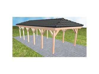 Carport Kampen LD Natur inkl. Pfannen und Rinne