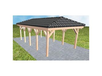 Carport Kampen MD Natur inkl. Pfannen und Rinne