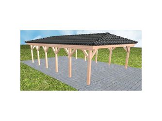 Carport Keitum LD Natur inkl. Pfannen und Rinne