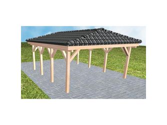 Carport Kiel KD Natur inkl. Pfannen und Rinne