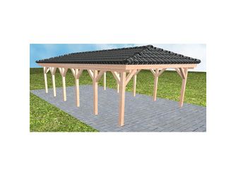 Carport Kiel LD Natur inkl. Pfannen und Rinne