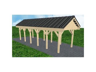 Carport Malchow LD Master Satteldach, inkl. Pfannen und Rinne