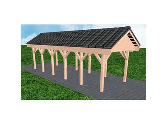 Carport Malchow LD Natur Satteldach, inkl. Pfannen und Rinne