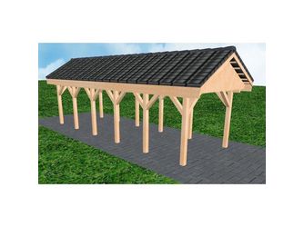 Carport Malchow LD Perfect Satteldach, inkl. Pfannen und Rinne