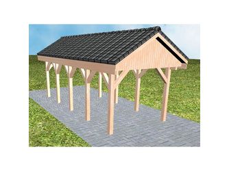 Carport Malchow MD Natur Satteldach, inkl. Pfannen und Rinne