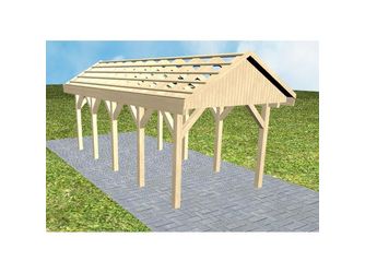 Carport Malchow MO Master Satteldach, ohne Rinne, ohne Pfannen