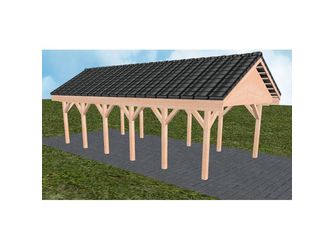 Carport Meldorf LD Natur Satteldach, inkl. Pfannen und Rinne