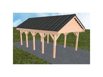 Carport Meldorf MD Natur Satteldach, inkl. Pfannen und Rinne