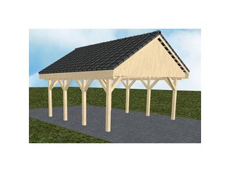 Carport Minden KD Master Satteldach, inkl. Pfannen und Rinne