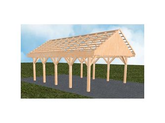 Carport Minden MO Perfect Satteldach, ohne Rinne, ohne Pfannen