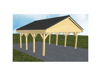 Carport Würzburg KD Classic Satteldach, inkl. Pfannen und Rinne