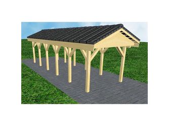 Carport Wedel LD Classic Satteldach, inkl. Pfannen und Rinne