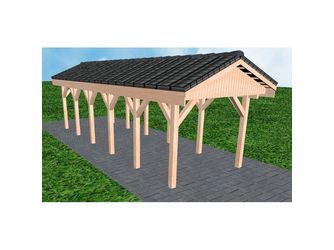 Carport Wedel LD Natur Satteldach, inkl. Pfannen und Rinne