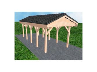 Carport Wedel MD Natur Satteldach, inkl. Pfannen und Rinne