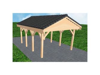 Carport Wismar KD Perfect Satteldach, inkl. Pfannen und Rinne