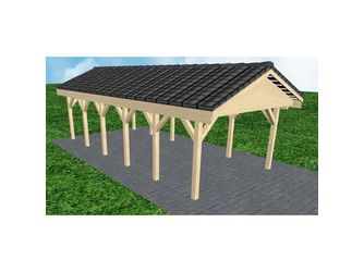 Carport Wismar LD Master Satteldach, inkl. Pfannen und Rinne