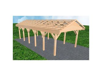 Carport Wismar LO Perfect Satteldach, ohne Rinne, ohne Pfannen