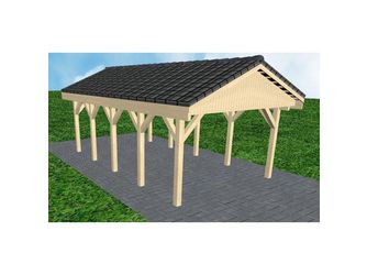 Carport Wismar MD Master Satteldach, inkl. Pfannen und Rinne