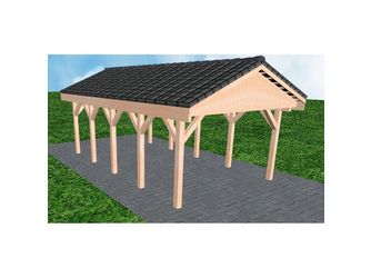 Carport Wismar MD Natur Satteldach, inkl. Pfannen und Rinne