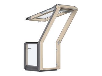 Dachterrasse, Tür rechts VEB M35 3065 klar lack Energie PLUS Alu 78x109