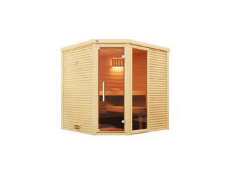 Design-Sauna CUBILIS2 Sparset Kompakt 9.0digitaler Steuerung, Glastür und Fenster