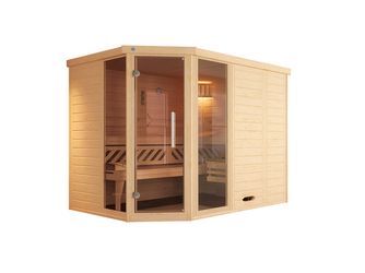 Design-Sauna KEMI Eck 2 GTF, Edelstahlset + Konzentrat. OS 9.0
