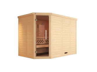 Design-Sauna KEMI Eck 2 GT, Edelstahlset + Konzentrat, BioS 9.0